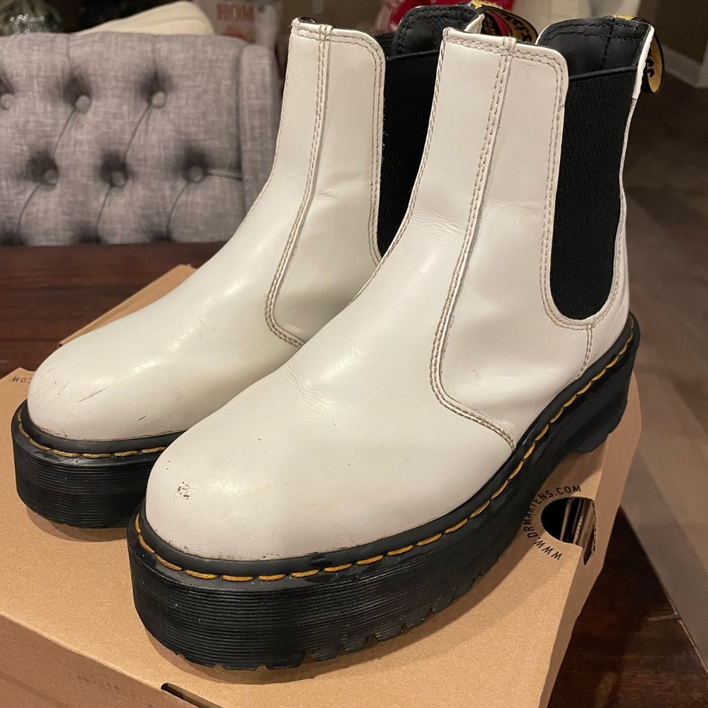 White Platform Doc Marten Boots